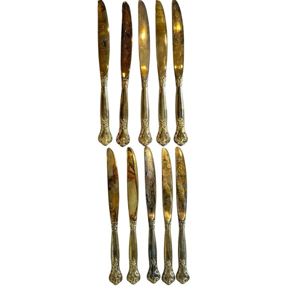 Godinger Grand Master Gold Electroplated Flatware Knives 10 pieces - Picture 1 of 4